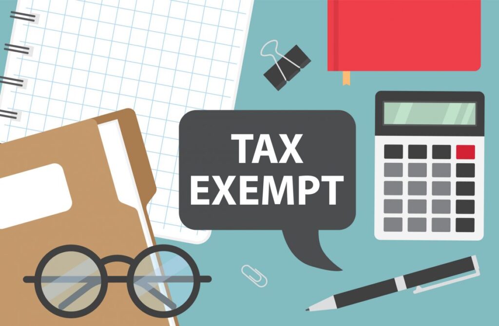 Tax Exempt Vector Image with a Pen and Other items