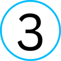 Number Three In a Circle with Blue Outline