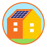 graphical representation of a house with solar panels