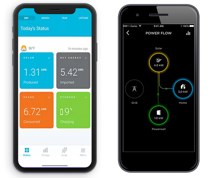 Solar Panel Apps installed on two phones